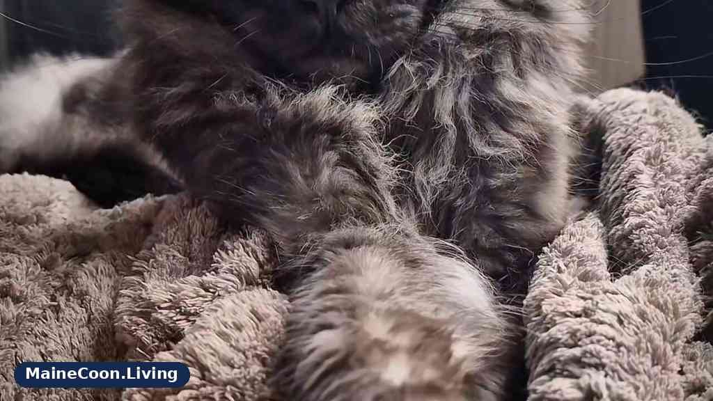 Black smoke Maine Coon with a black face and pale silver undercoat showing through the ruff and legs
