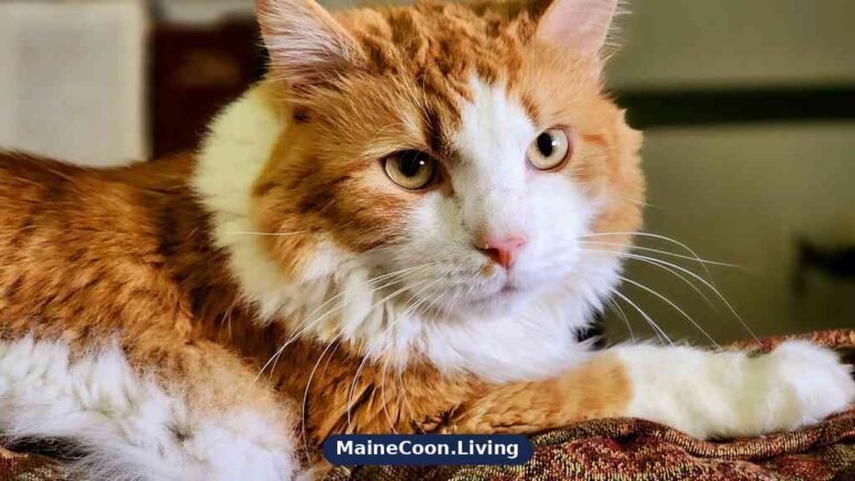 Maine Coon cat with white paws