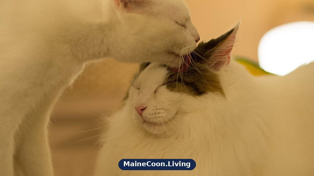 Maine Coon cat relaxing with a companion