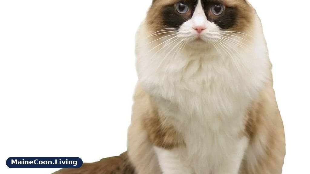 Ragdoll cat with colourpoint markings on a white background