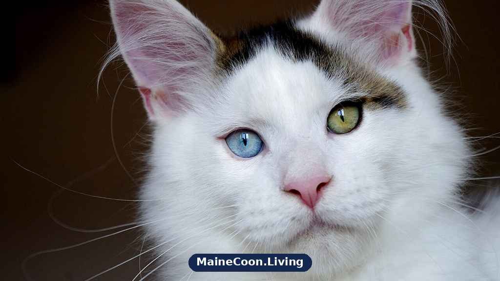 A male Maine Coon with odd coloured eyes